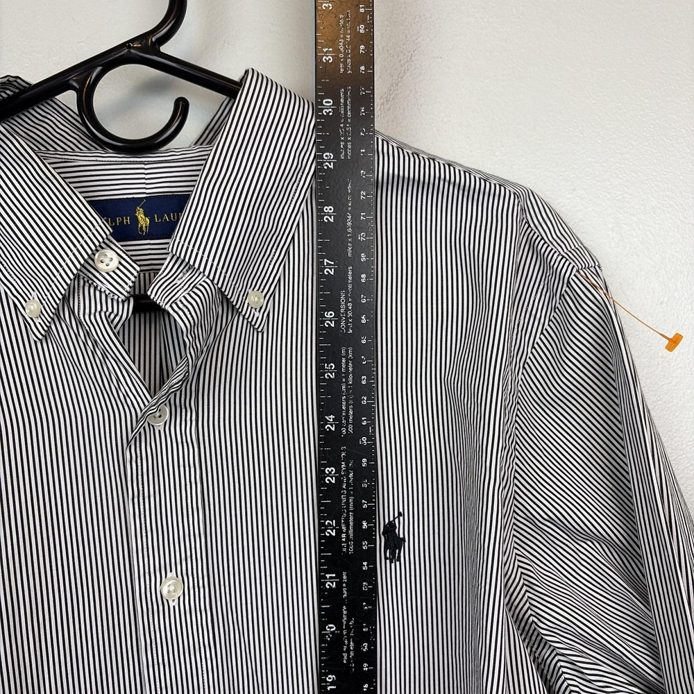 Ralph Lauren Shirt Mens Large White Striped Button Down Long Sleeve Pony Logo - Picture 7 of 9